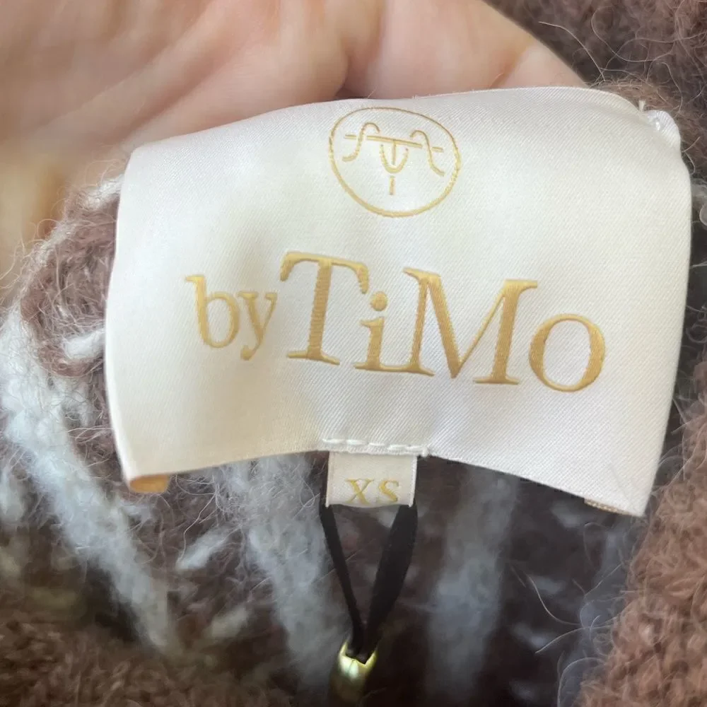 By TiMo Soft Knit Turtleneck Dress size XS brown/cream - Picture 6 of 7